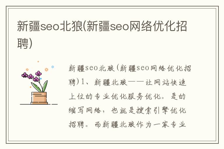 新疆seo北狼(新疆seo网络优化招聘)
