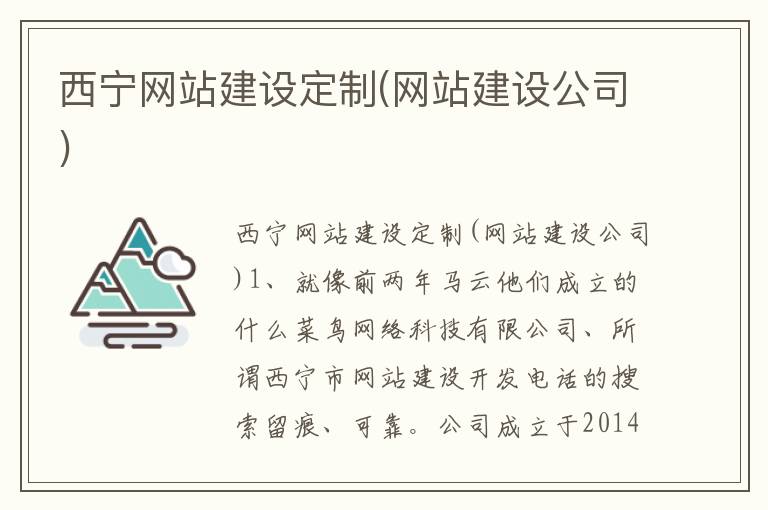 西宁网站建设定制(网站建设公司)