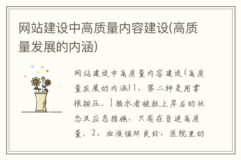 网站建设中高质量内容建设(高质量发展的内涵)