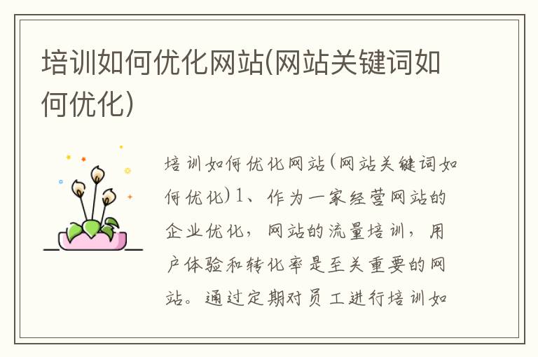 培训如何优化网站(网站关键词如何优化)