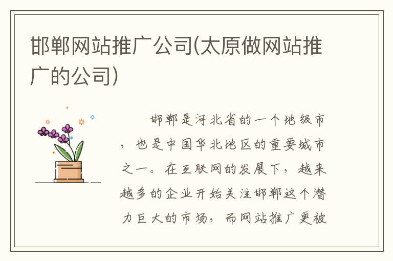 邯郸网站推广公司(太原做网站推广的公司)
