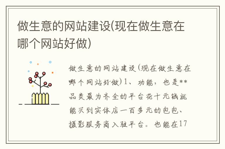 做生意的网站建设(现在做生意在哪个网站好做)