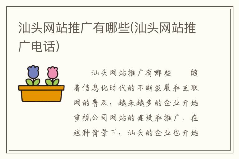 汕头网站推广有哪些(汕头网站推广电话)