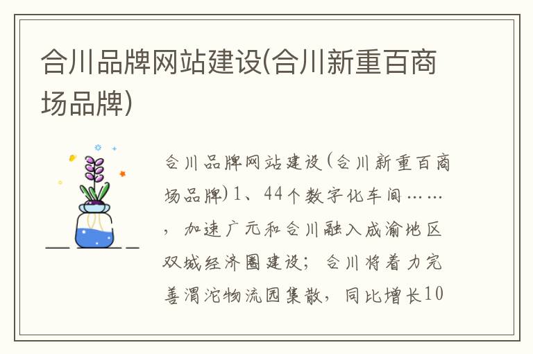 合川品牌网站建设(合川新重百商场品牌)